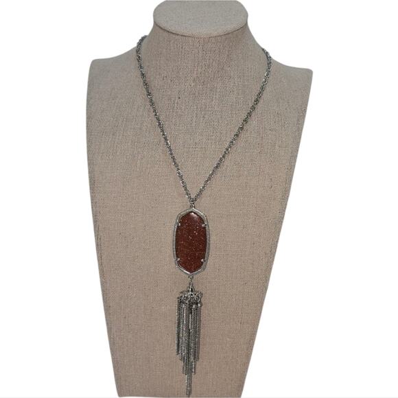 Kendra Scott Rayne Silver And Brown Sparkle Elegant Brown Pendant Necklace‎ - Picture 5 of 8